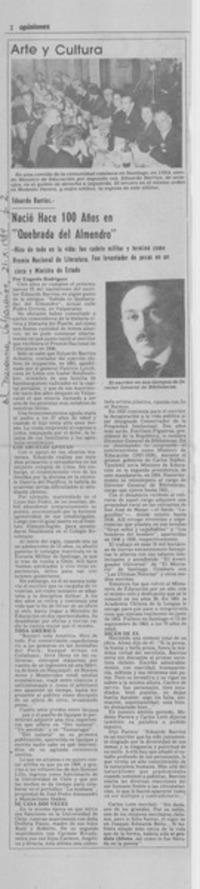 Nació hace 100 años en "Quebrada del Almendro" Nació hace 100 años en "Quebrada del Almendro"