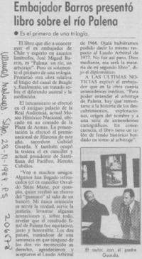 Embajador Barros presentó libro sobre el río Palena Embajador Barros presentó libro sobre el río Palena