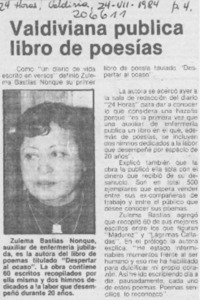 Valdiviana publica libro de poesías Valdiviana publica libro de poesías