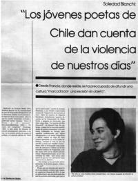Los jóvenes poetas de Chile dan cuenta de la violencia de nuestros días Los jóvenes poetas de Chile dan cuenta de la violencia de nuestros días