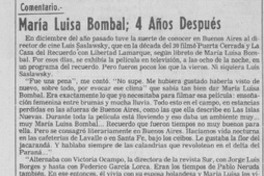 María Luisa Bombal, cuatro años después María Luisa Bombal, cuatro años después