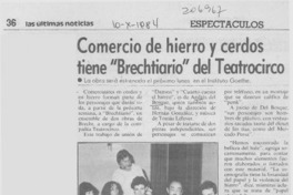 Comercio de hierro y cerdos tiene "Brechtiario" del Teatrocirco Comercio de hierro y cerdos tiene "Brechtiario" del Teatrocirco
