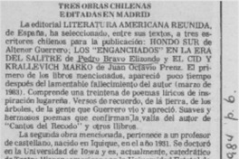 Tres obras chilenas editadas en Madrid Tres obras chilenas editadas en Madrid