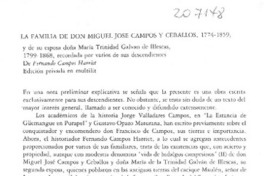 "La familia de don Miguel José Campos y Ceballos, 1774-1859" "La familia de don Miguel José Campos y Ceballos, 1774-1859"