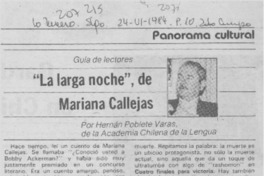 "La larga noche", de Mariana Callejas "La larga noche", de Mariana Callejas