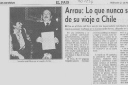 "Arrau, lo que nunca se dijo de su viaje a Chile" "Arrau, lo que nunca se dijo de su viaje a Chile"