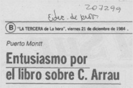 Entusiasmo por el libro sobre C. Arrau Entusiasmo por el libro sobre C. Arrau