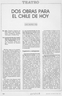 Dos obras para el Chile de hoy Dos obras para el Chile de hoy