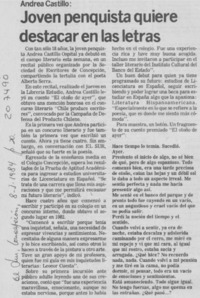 Joven penquista quiere destacar en las letras Joven penquista quiere destacar en las letras