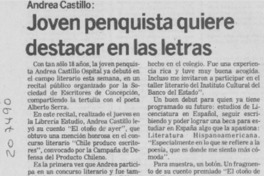 Joven penquista quiere destacar en las letras Joven penquista quiere destacar en las letras