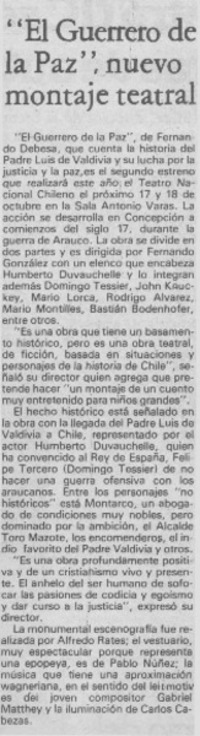 "El Guerrero de la paz", nuevo montaje teatral "El Guerrero de la paz", nuevo montaje teatral