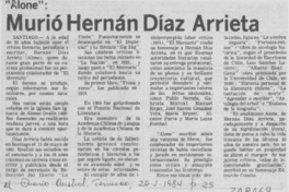 Murió Hernán Díaz Arrieta Murió Hernán Díaz Arrieta