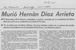 Murió Hernán Díaz Arrieta Murió Hernán Díaz Arrieta