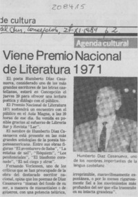 Viene Premio Nacional de literatura Viene Premio Nacional de literatura