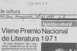 Viene Premio Nacional de literatura Viene Premio Nacional de literatura