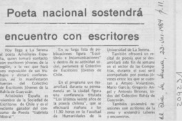 Poeta nacional sostendrá encuentro con escritores Poeta nacional sostendrá encuentro con escritores