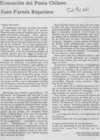 Evocación del poeta chileno Juan Farnés Riquelme Evocación del poeta chileno Juan Farnés Riquelme