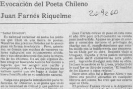 Evocación del poeta chileno Juan Farnés Riquelme Evocación del poeta chileno Juan Farnés Riquelme