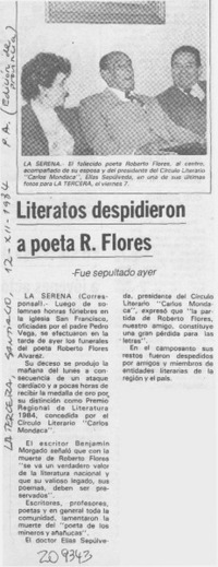 Literatos despidieron a poeta R. Flores Literatos despidieron a poeta R. Flores