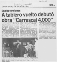 A tablero vuelto debutó obra "Carrascal 4000" A tablero vuelto debutó obra "Carrascal 4000"