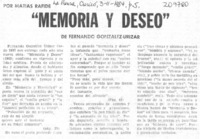 "Memoria y deseo" "Memoria y deseo"