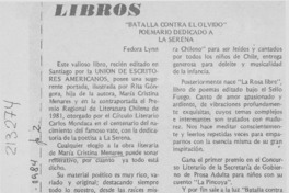"Batalla contra el olvido" poemario dedicado a La Serena "Batalla contra el olvido" poemario dedicado a La Serena