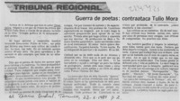 Guerra de poetas, contrataca Tulio Mora Guerra de poetas, contrataca Tulio Mora