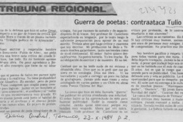 Guerra de poetas, contrataca Tulio Mora Guerra de poetas, contrataca Tulio Mora
