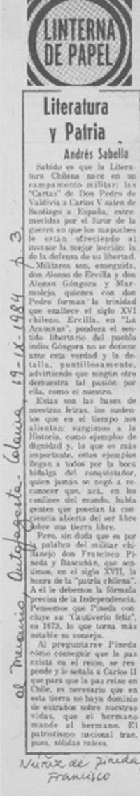 Literatura y patria Literatura y patria