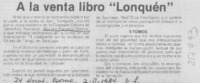 A la venta libro "Lonquén" A la venta libro "Lonquén"