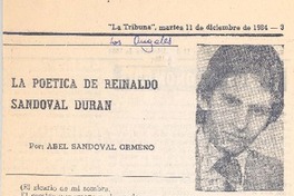 La poética de Reinaldo Sandoval Durán La poética de Reinaldo Sandoval Durán