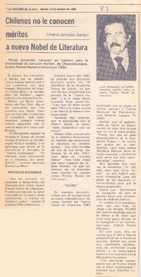 Chilenos no le conocen méritos a nuevo Nobel de Literatura Chilenos no le conocen méritos a nuevo Nobel de Literatura