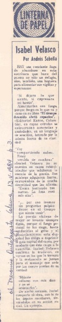 Isabel Velasco Isabel Velasco