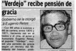 Verdejo" recibe pensión de gracia. Verdejo" recibe pensión de gracia.