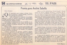 Premio para Andrés Sabella Premio para Andrés Sabella