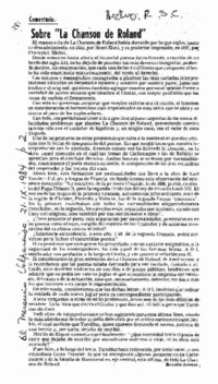 Sobre "La chanson de Roland" Sobre "La chanson de Roland"