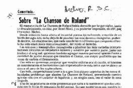 Sobre "La chanson de Roland" Sobre "La chanson de Roland"