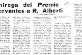 Entrega del Premio Cervantes a R. Alberti Entrega del Premio Cervantes a R. Alberti
