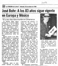 José Bohr, a los 83 años sigue vigente en Europa y México. José Bohr, a los 83 años sigue vigente en Europa y México.