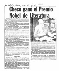 Checo ganó el Premio Nobel de Literatura. Checo ganó el Premio Nobel de Literatura.