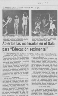 Abiertas las matrículas en el Gala para "Educación seximental" Abiertas las matrículas en el Gala para "Educación seximental"