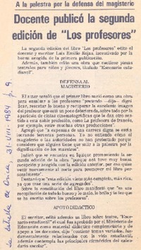 Docente publicó la segunda edición de "Los profesores". Docente publicó la segunda edición de "Los profesores".
