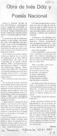 Obra de Inés Dölz y poesía nacional Obra de Inés Dölz y poesía nacional