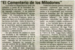 "El cementerio de los milodones" "El cementerio de los milodones"