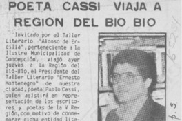 Poeta Cassi viaja a región del Bío Bío Poeta Cassi viaja a región del Bío Bío