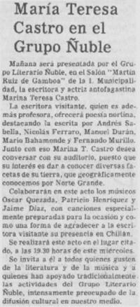 María Teresa Castro en el Grupo Ñuble María Teresa Castro en el Grupo Ñuble