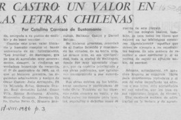 Oscar Castro, un valor en las letras chilenas Oscar Castro, un valor en las letras chilenas