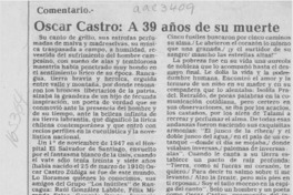 Óscar Castro, a 39 años de su muerte Óscar Castro, a 39 años de su muerte