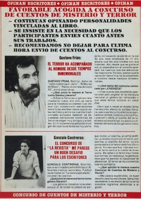 Favorable acogida a concurso de cuentos de misterio y terror Favorable acogida a concurso de cuentos de misterio y terror