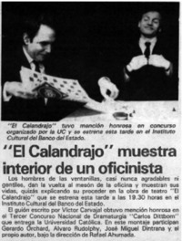 "El calandrajo" muestra interior de un oficinista. "El calandrajo" muestra interior de un oficinista.